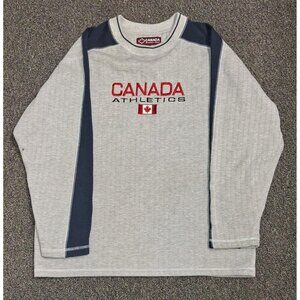 Canada Weather Gear Shirt Mens M Athletics Embroidered Maple Leaf Thermal Grey